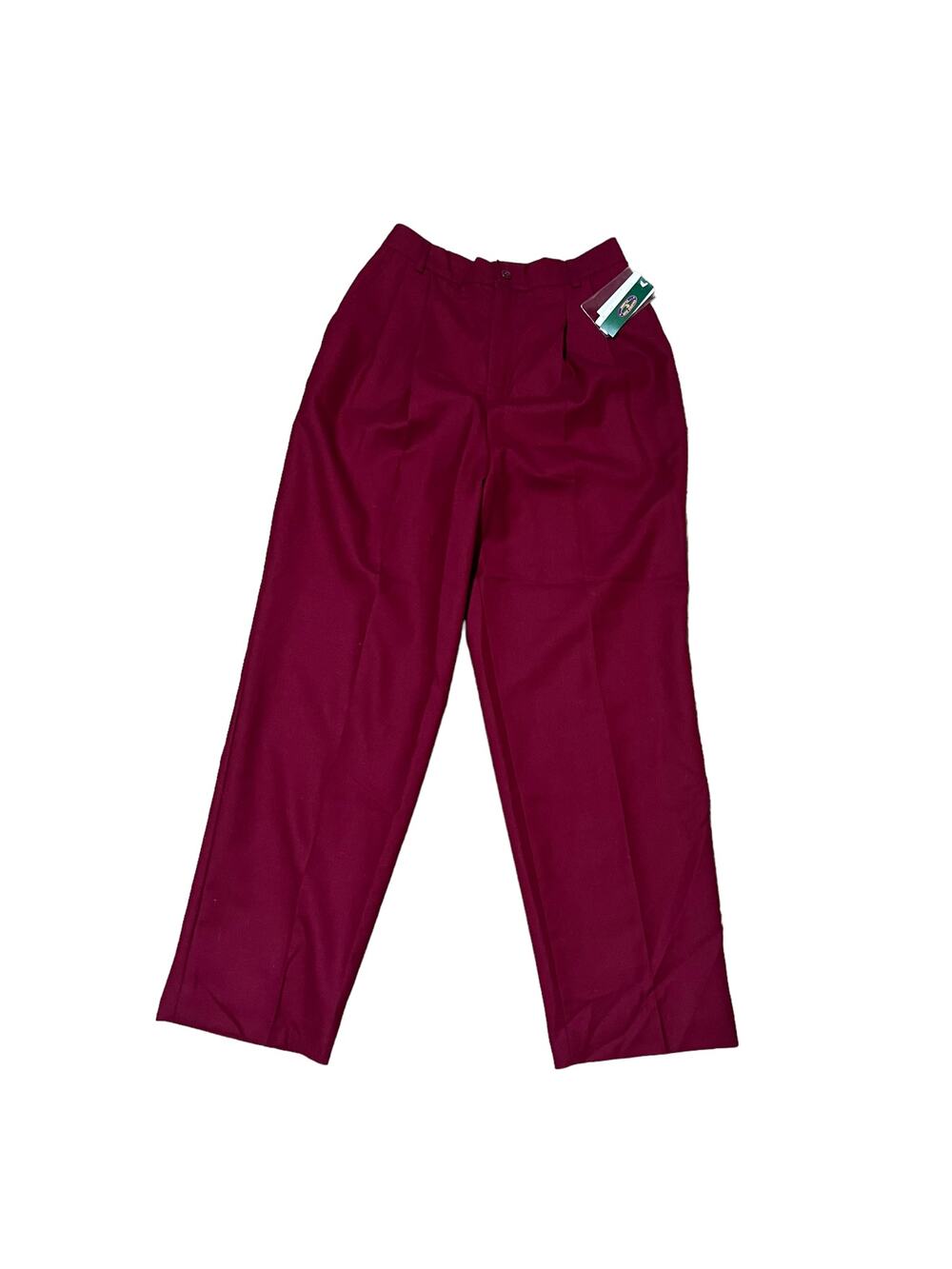 Vtg Charter Club Pure Wool Plaid Pants Burgundy Red High Rise Trousers Sz 10 W28